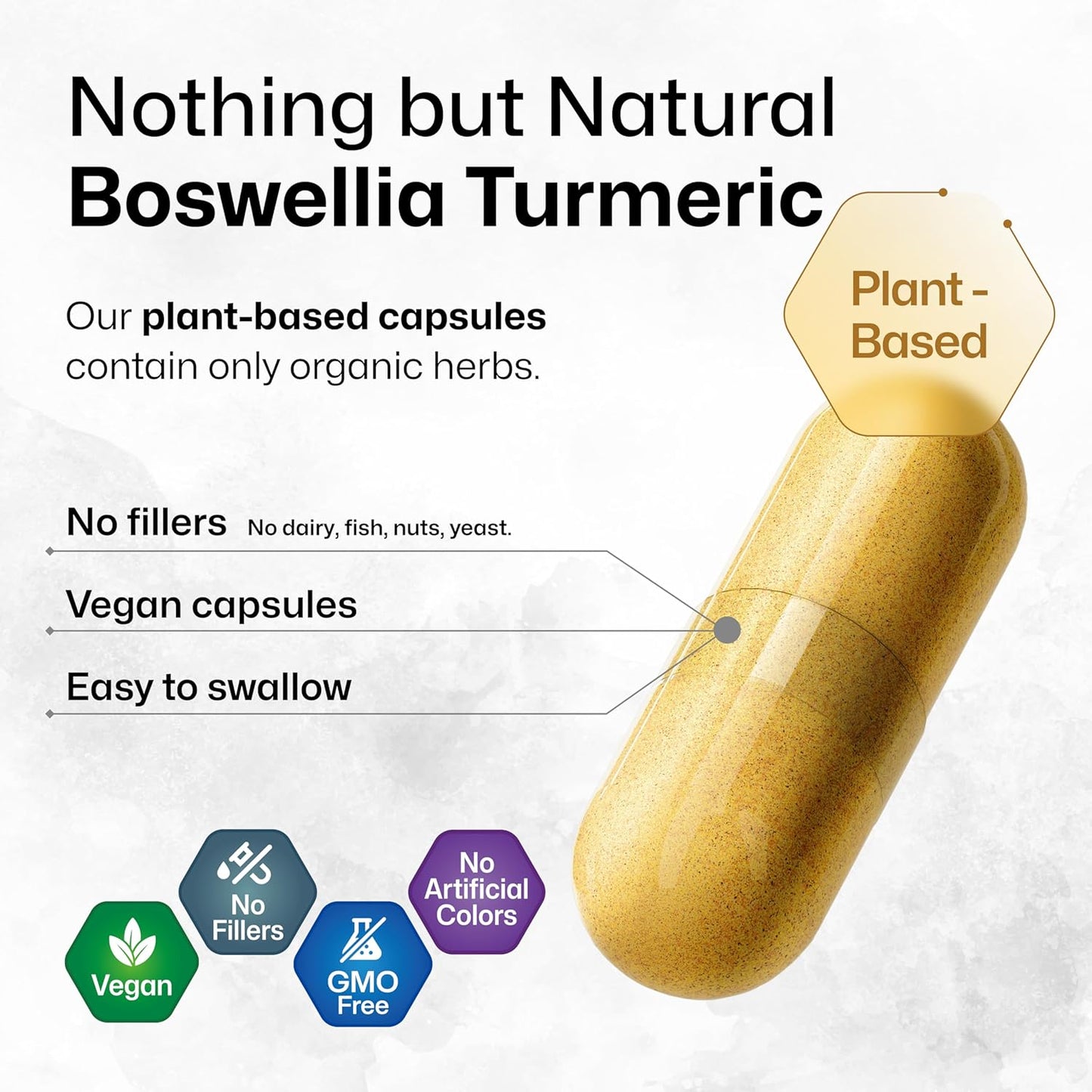 Vegan Turmeric and Boswellia Supplement Capsules - 2000mg Blend - 100 Count with Black Pepper - Bio Krauter Formula