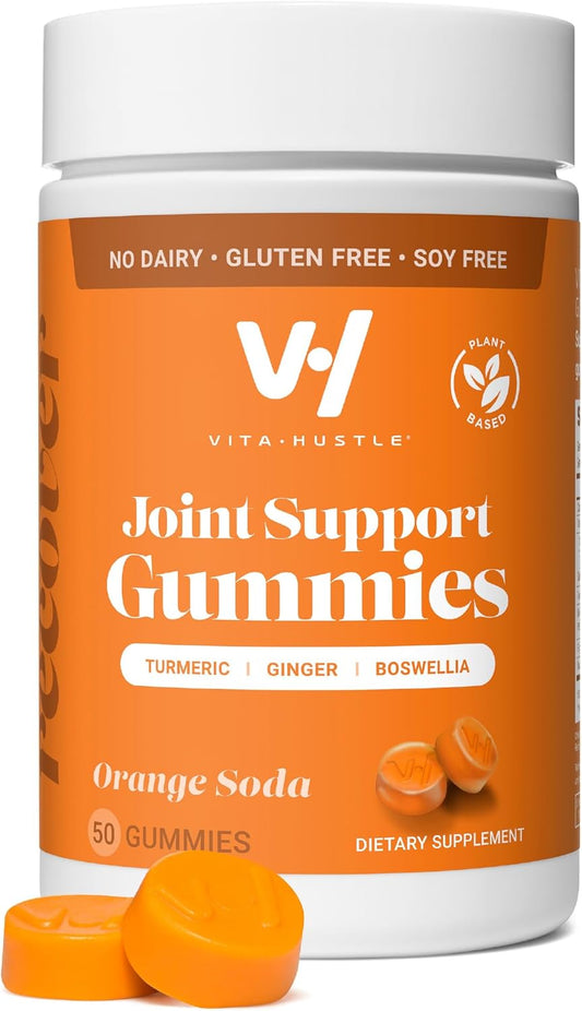 Vegan Turmeric Ginger Gummies for Inflammation & Joint Flexibility - 50 Count, Low Sugar, Orange Flavor