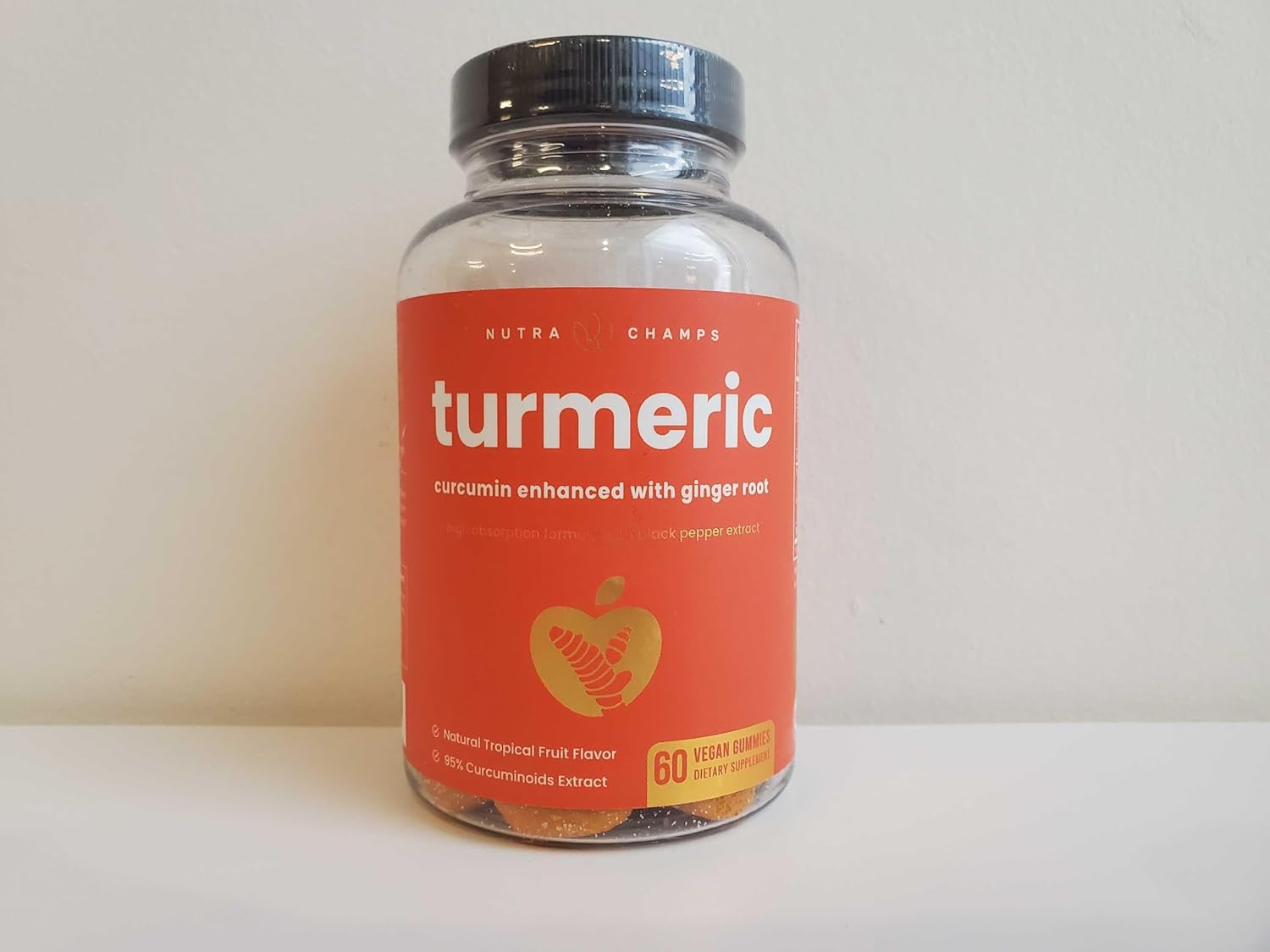 Vegan Turmeric Gummies with Ginger and Black Pepper Extract for Joint Support - 95% Curcuminoids - Natural Supplement for Adults and Kids