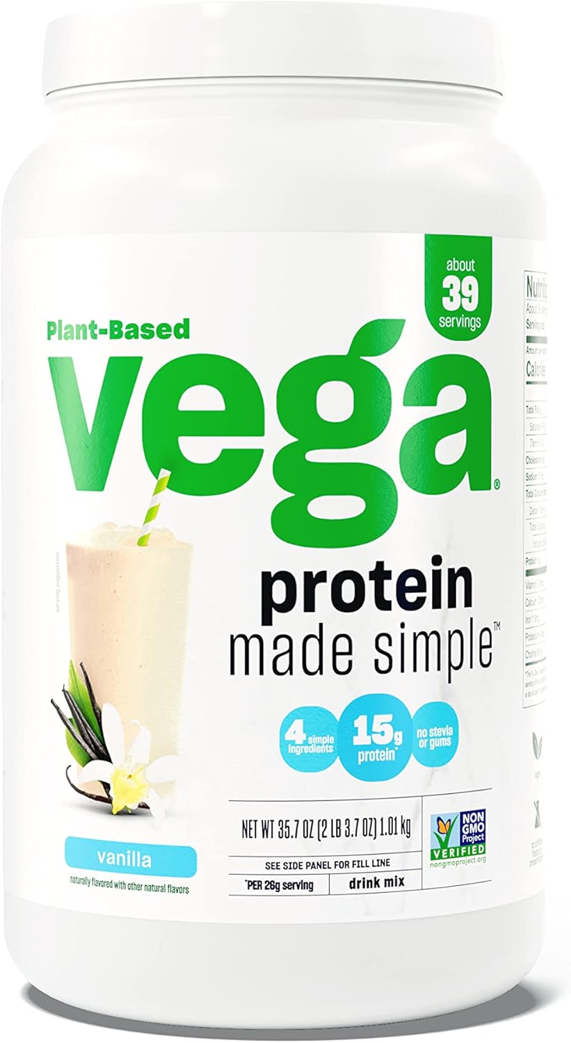 Vegan Vanilla Protein Powder - Stevia Free, Plant Based, Gluten Free, Pea Protein for Women and Men - 2.2 lbs