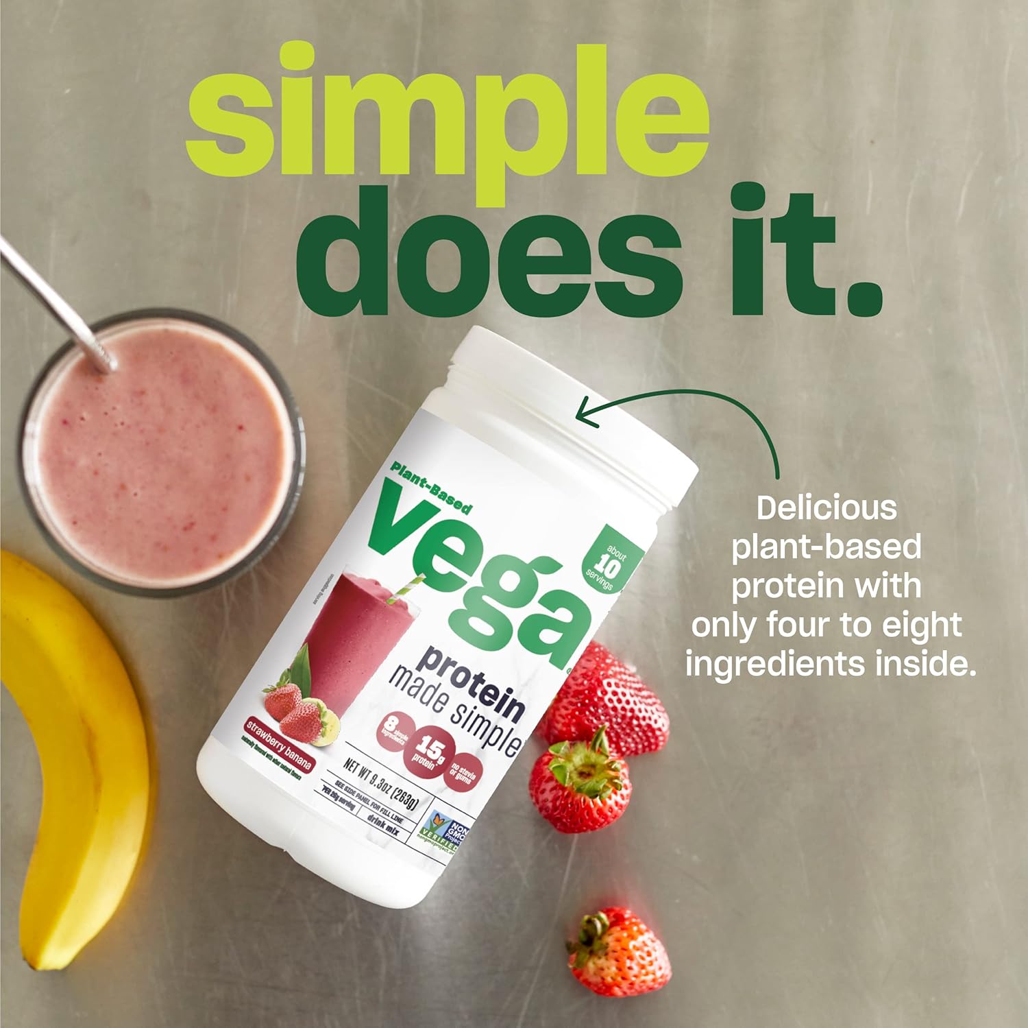 Vegan Vanilla Protein Powder - Stevia Free, Plant Based, Gluten Free, Pea Protein for Women and Men - 2.2 lbs