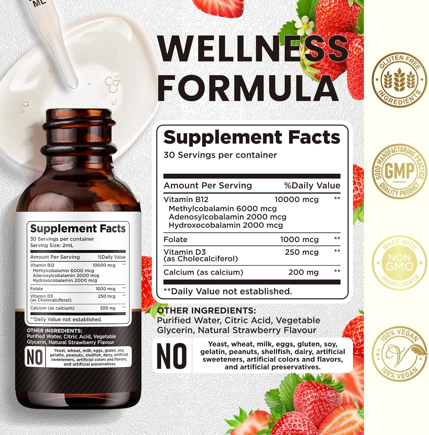 Vegan Vitamin B12 Complex Liquid Drops | 10000 mcg Sublingual Supplement | Methylcobalamin & Adenosylcobalamin & Hydroxo Blend | Long-Lasting Energy | Healthy Metabolism | 2 Pack