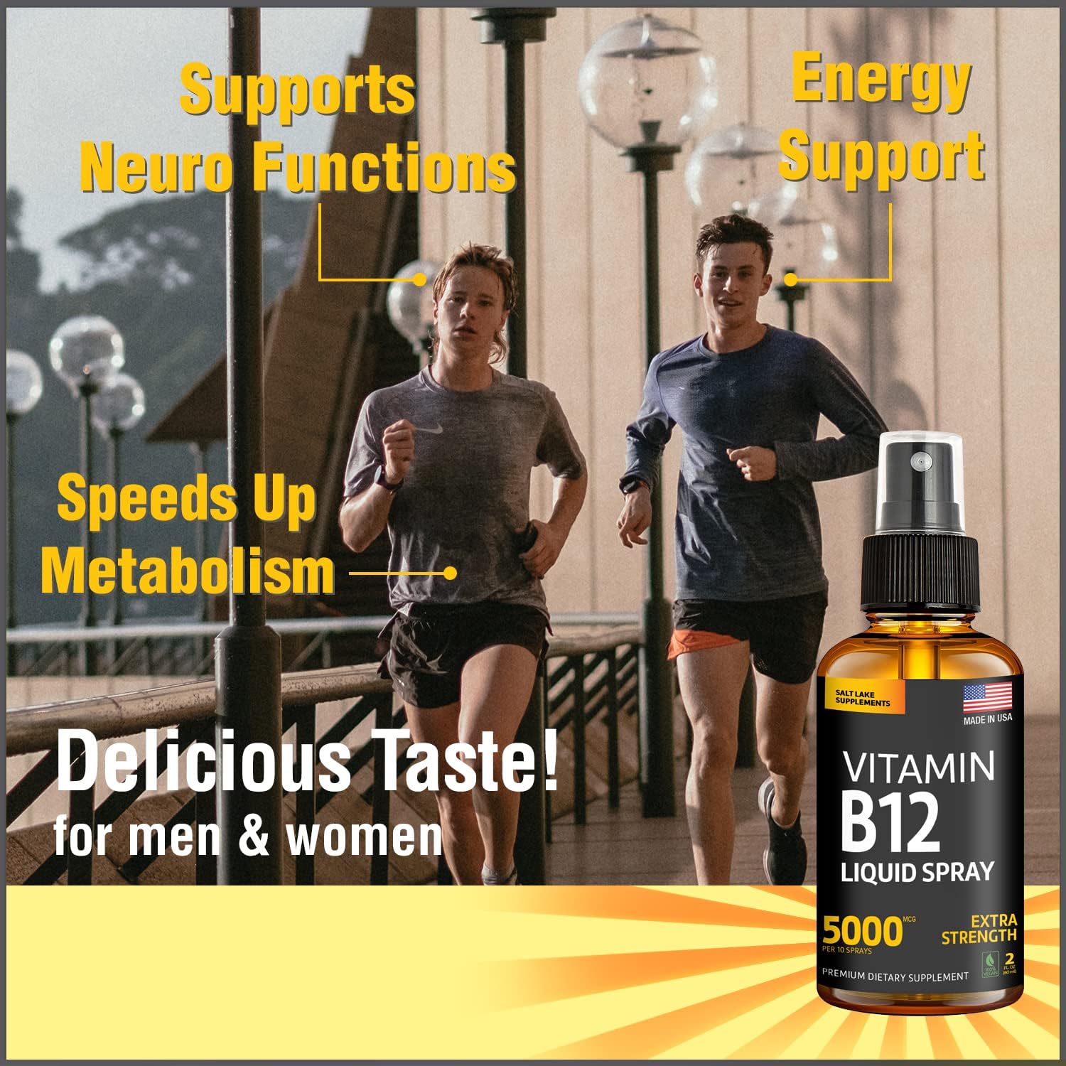 Vegan Vitamin B12 Sublingual Spray for Energy & Mood Boost - Methylcobalamin Liquid Drops - Gluten-Free & Non-GMO Formula - Easy Dosage Spray