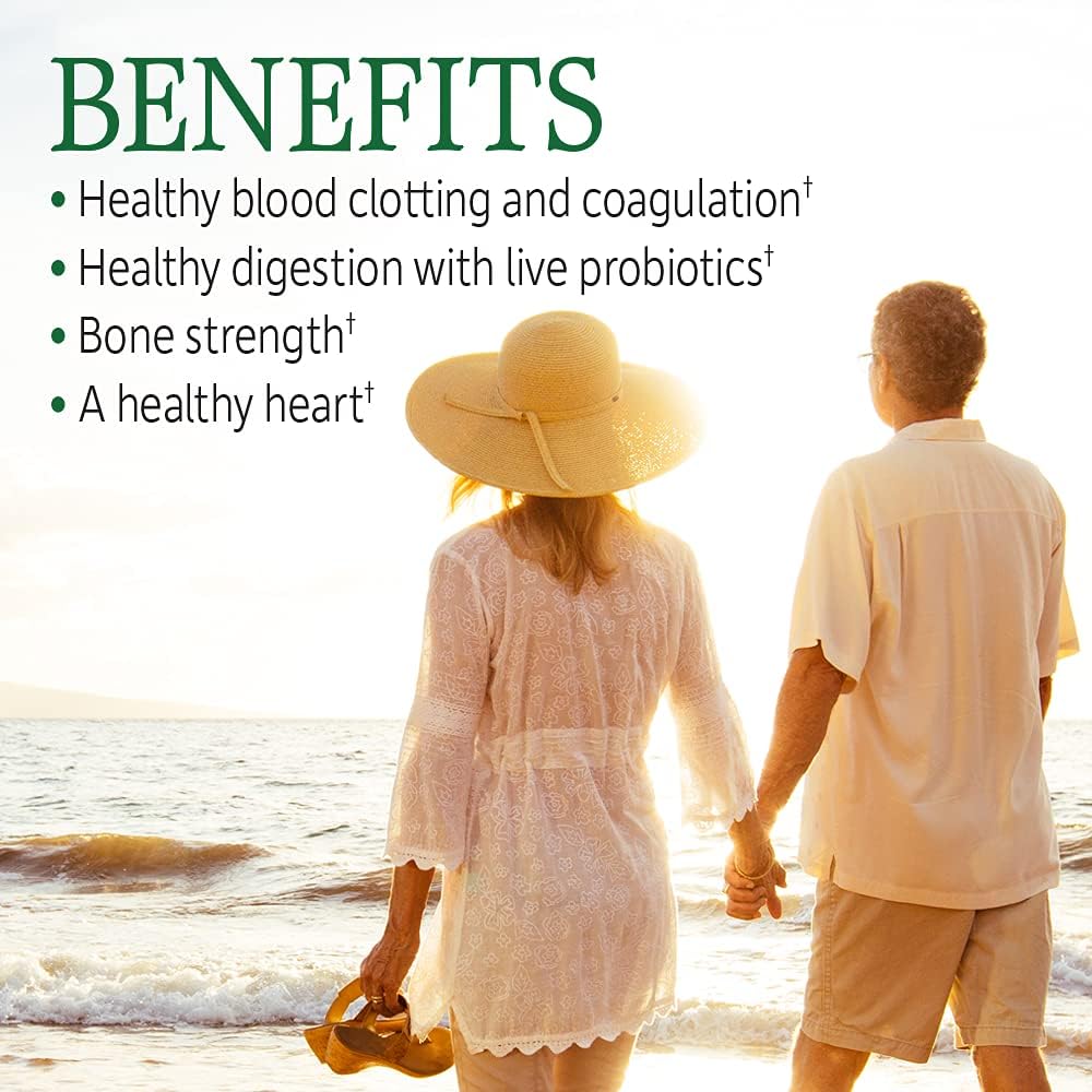 Vegan Vitamin Complex for Bone, Heart, Immune & Digestive Support - Garden of Life Vitamin K2, K1, Zinc & C - 60 Day Supply