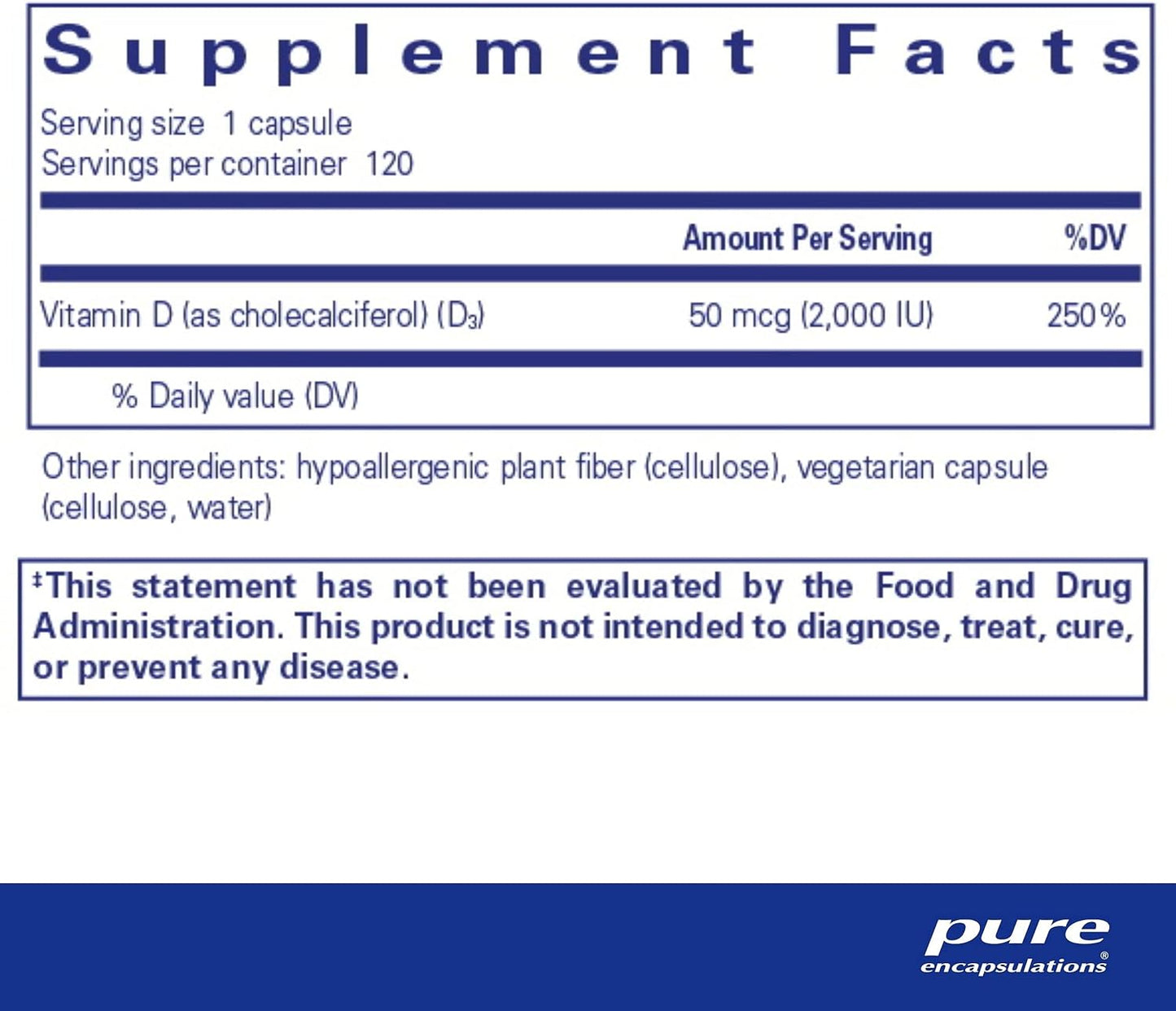 Vegan Vitamin D3 Capsules for Musculoskeletal, Cardiovascular, Neurocognitive & Immune Health - 120 ct.
