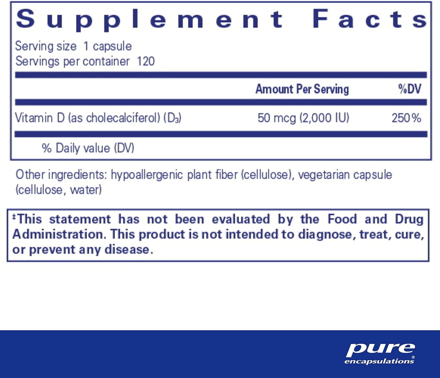 Vegan Vitamin D3 Capsules for Musculoskeletal, Cardiovascular, Neurocognitive & Immune Health - 120 ct.