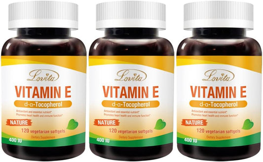 Vegan Vitamin E Softgels for Healthy Skin, Hair, Nails & Immune Support - 120 Vegetarian Softgels x 3 Pack