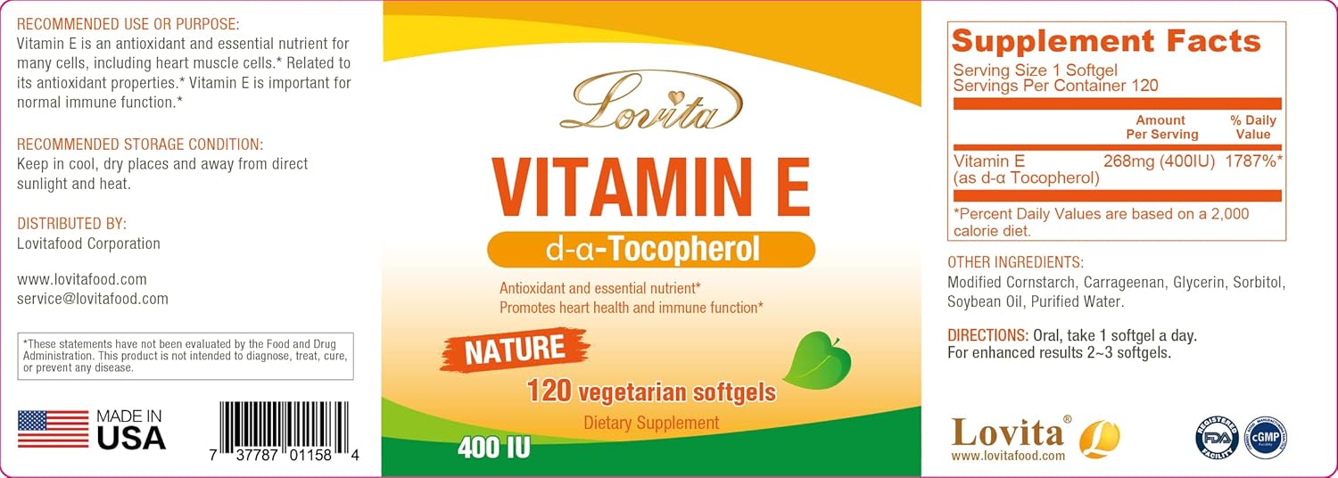 Vegan Vitamin E Softgels for Healthy Skin, Hair, Nails & Immune Support - 120 Vegetarian Softgels x 3 Pack