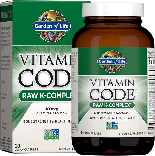 Vegan Vitamin K Complex with Omega-Rich Flax Seed Oil, Probiotics, and Trace Minerals for Bone and Heart Health - 60 Day Supply