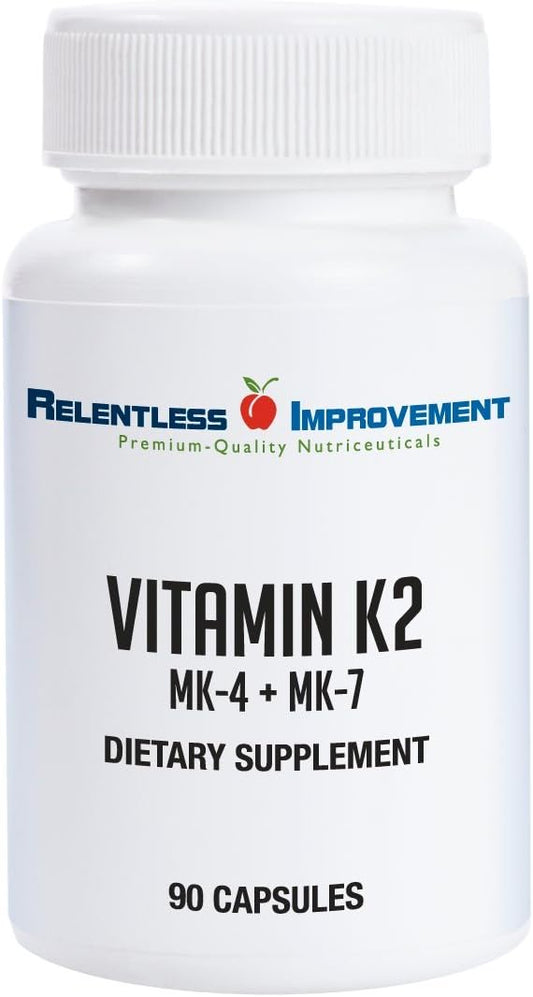Vegan Vitamin K2 MK4 Plus MK7 Supplement - 90 Naturally-Derived Vege-Caps