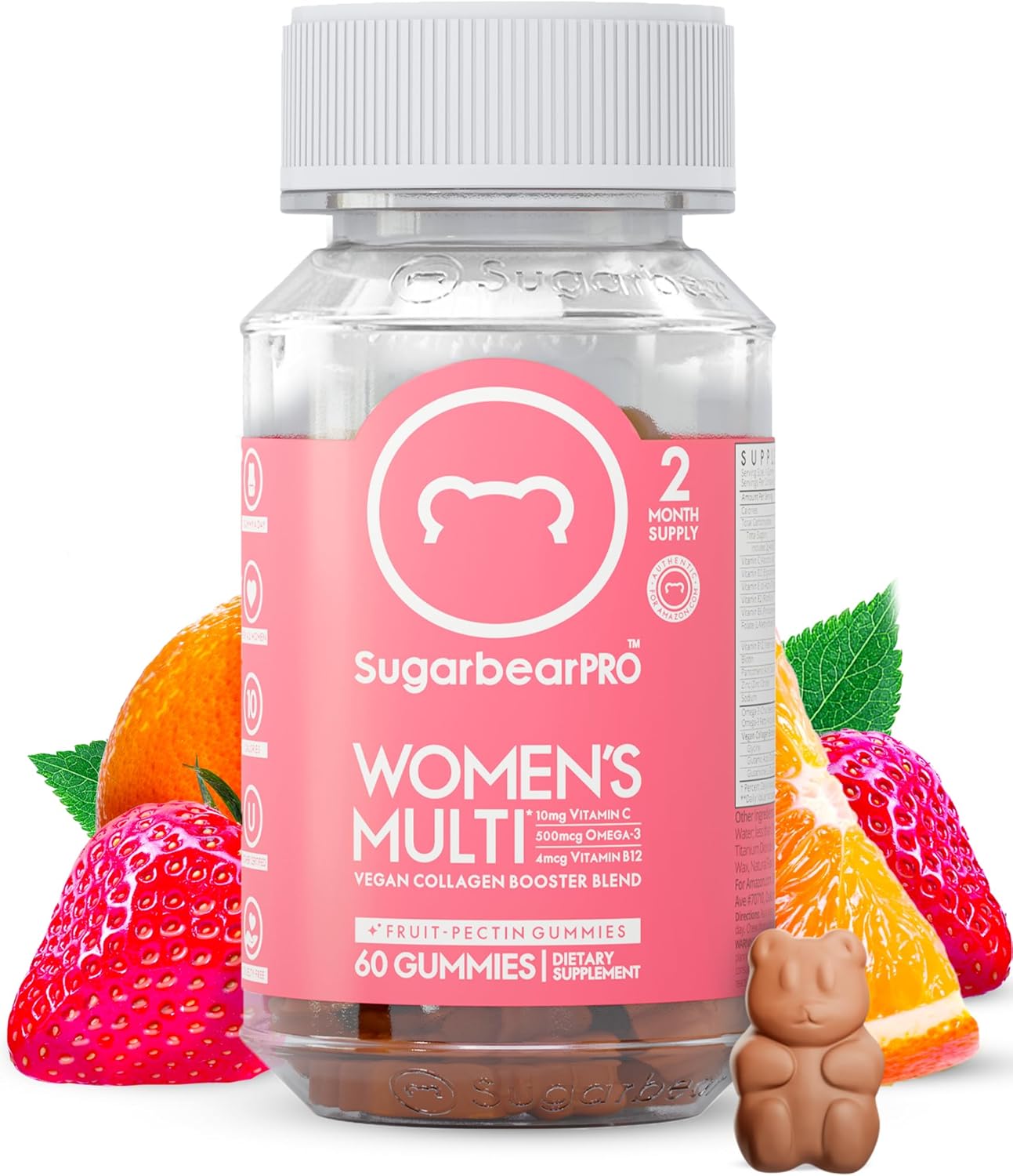 Vegan Women's Multivitamin Gummies with Collagen, Glutathione, Omega-3, and Vitamins - Chewable Daily Supplement for Hair, Skin, and Nails