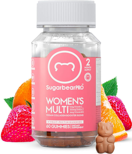 Vegan Women's Multivitamin Gummies with Collagen, Glutathione, Omega-3, and Vitamins - Chewable Daily Supplement for Hair, Skin, and Nails
