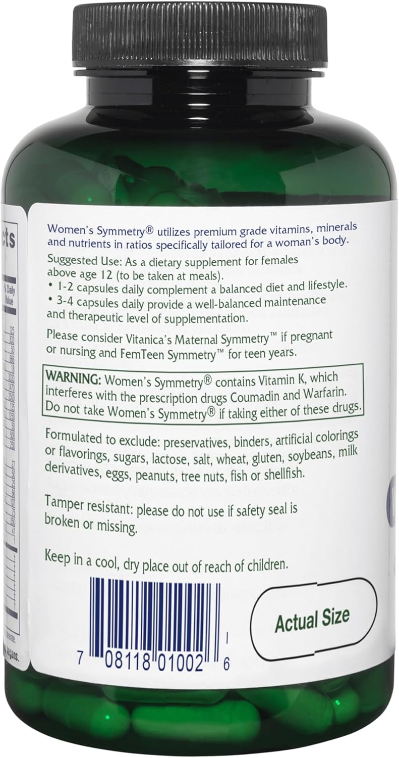 Vegan/Vegetarian High Potency Multivitamin for Women - Vitanica Women's Symmetry, 90 Capsules