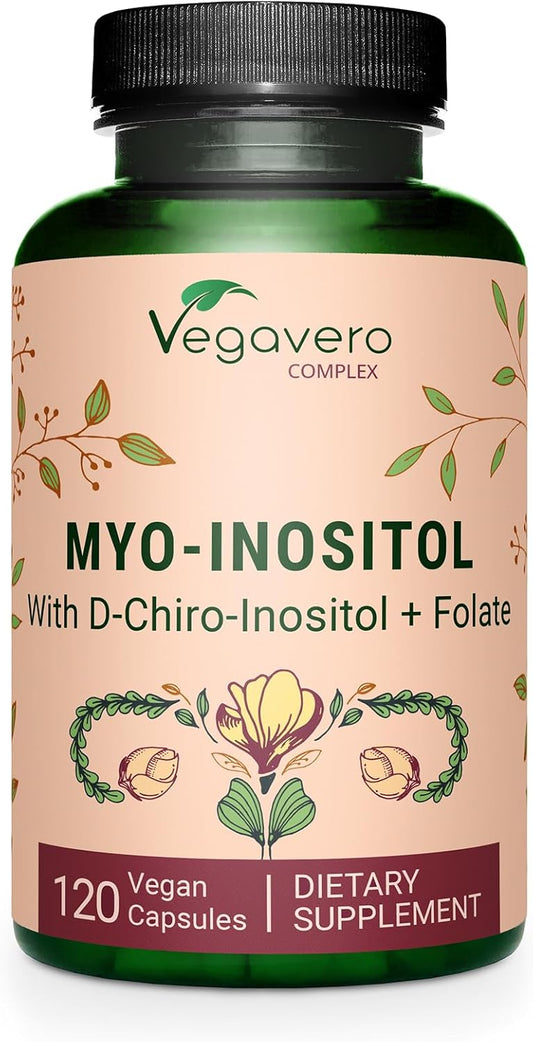 Vegavero Myo-Inositol & D-Chiro Inositol Capsules - Hormone Balance & Ovarian Support with Folate, Resveratrol, CoQ10 - 120 Vegan Capsules
