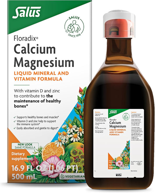Vegetarian Bone & Joint Support Supplement with Calcium, Magnesium, Vitamin D & Zinc - Liquid Herbal & Mineral Supplement - Non-GMO - 17 fl oz