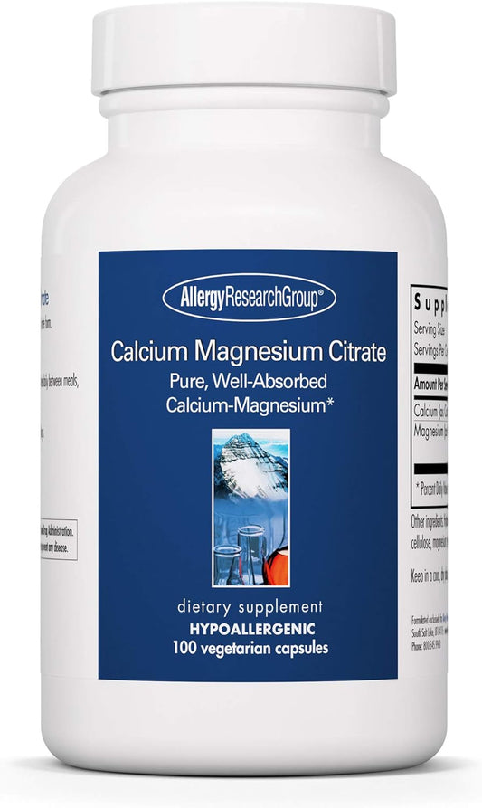 Vegetarian Calcium Magnesium Citrate Supplement for Bone Health - Pure, Well-Absorbed Capsules - 100 Count by Allergy Research Group