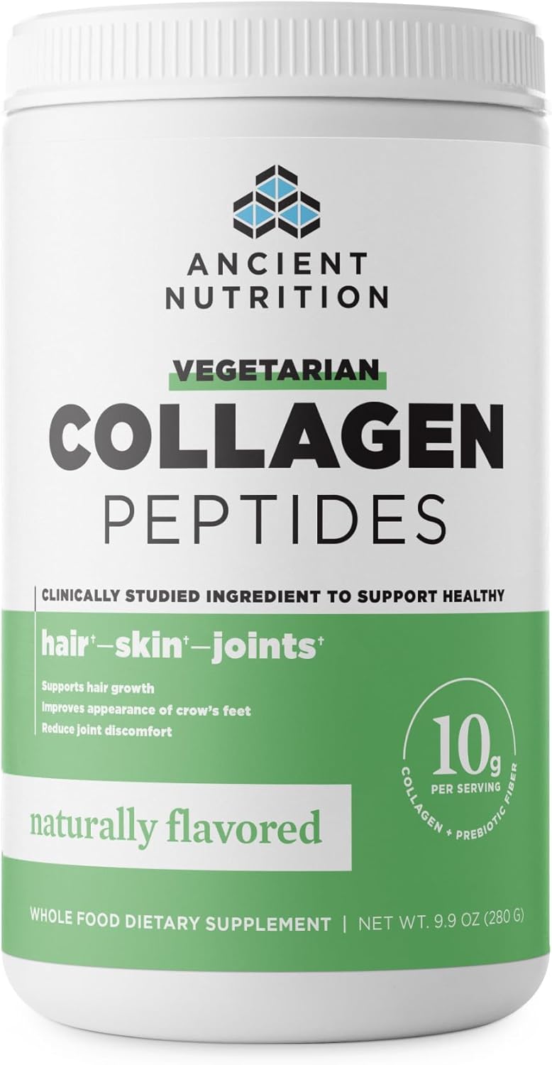 Vegetarian Collagen Peptides Powder with Prebiotics & Probiotics for Skin, Hair, Joints, Digestion - 28 Servings