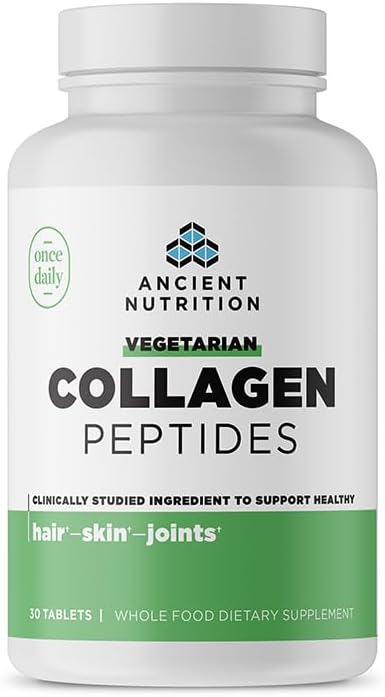 Vegetarian Collagen Peptides Tablets with Prebiotics & Probiotics - 30 Count for Healthy Skin, Hair, Joints, Digestion