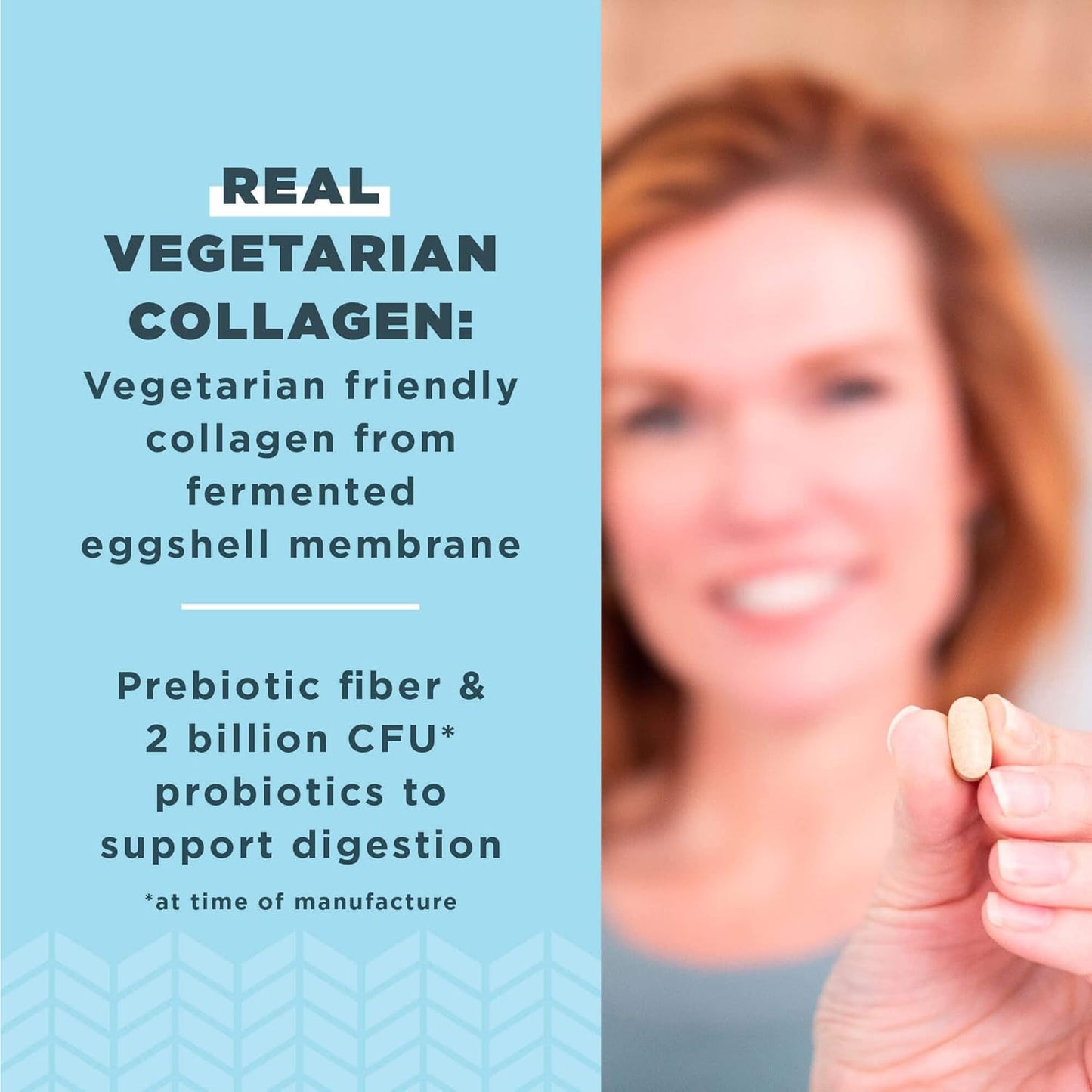Vegetarian Collagen Peptides Tablets with Prebiotics & Probiotics - 30 Count for Healthy Skin, Hair, Joints, Digestion
