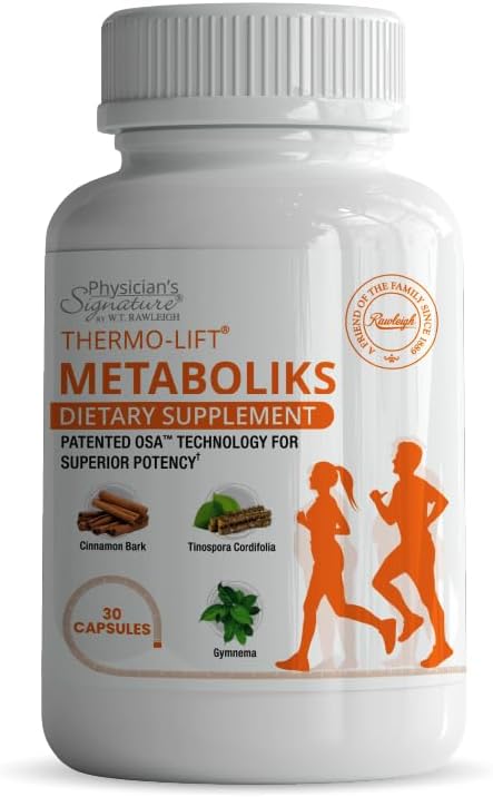 Vegetarian Dietary Supplement with Leptipure, Cholesstrinol & Cinnamon - Rawleigh Thermo-Lift Metaboliks: 30 Capsules