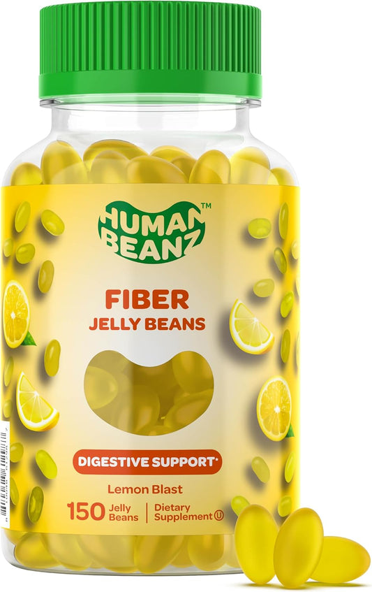 Vegetarian Fiber Gummies for Adults - 150 Fiber Jelly Bean Supplements for Digestive Health