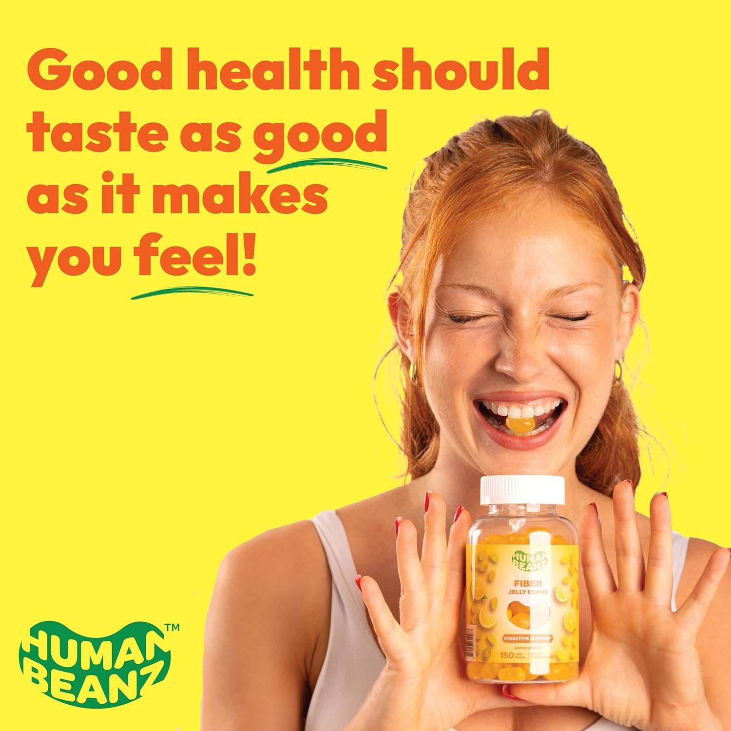 Vegetarian Fiber Gummies for Adults - 150 Fiber Jelly Bean Supplements for Digestive Health