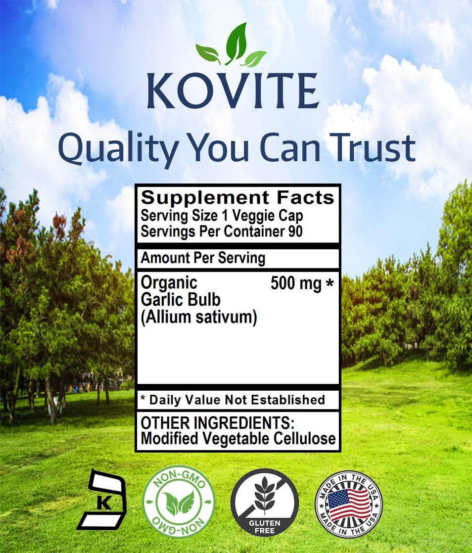 Vegetarian Garlic Supplement - 90 Capsules, 500mg Each