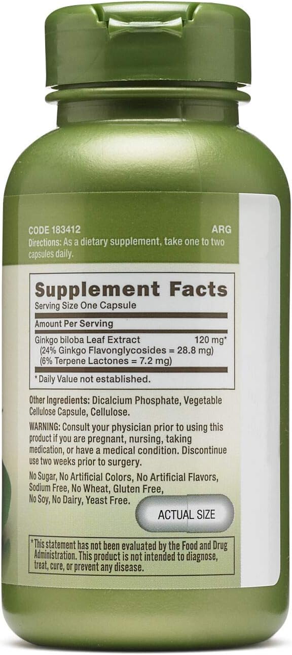 Vegetarian GNC Herbal Plus Ginkgo Biloba 120mg Capsules for Mental Sharpness - 100 Count