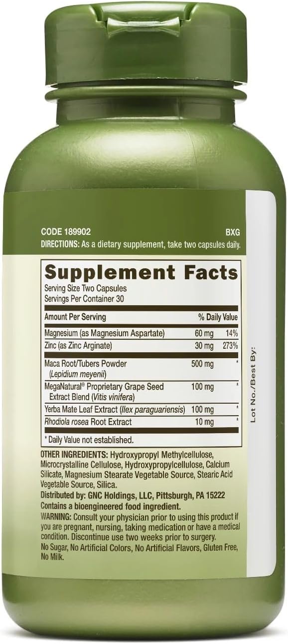 Vegetarian GNC Herbal Plus Maca Complex Supplement for Sexual Wellness - 30 Servings