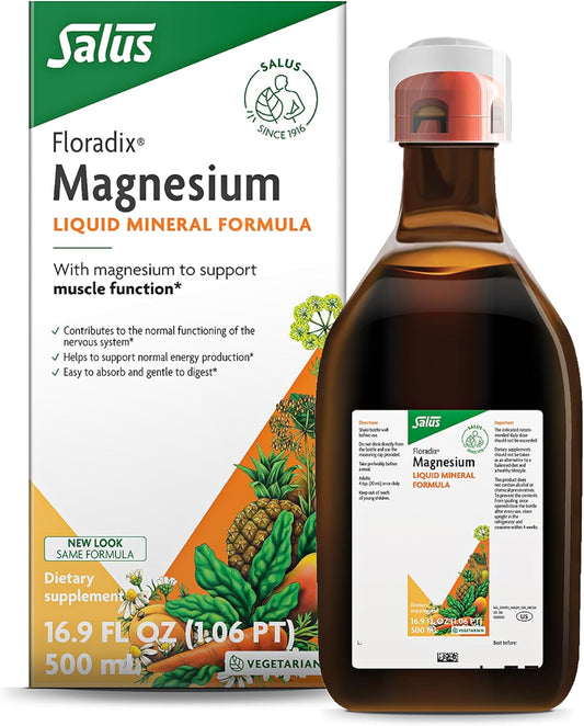 Vegetarian Liquid Magnesium Supplement for Bone Support & Digestive Health - Non-GMO Herbal Mineral Formula - 17 fl oz
