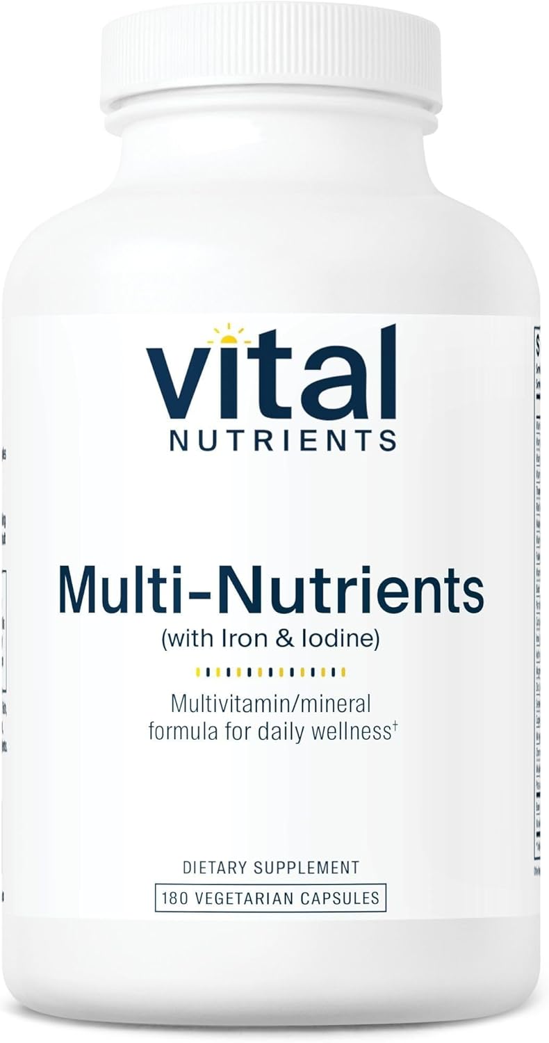 Vegetarian Multi-Nutrient Supplement with Iron & Iodine - 180 Capsules | Gluten, Dairy, Soy Free | Non-GMO Formula