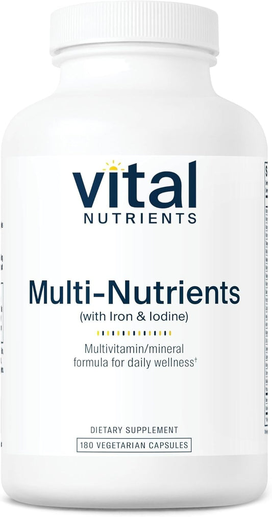 Vegetarian Multi-Nutrient Supplement with Iron & Iodine - 180 Capsules | Gluten, Dairy, Soy Free | Non-GMO Formula