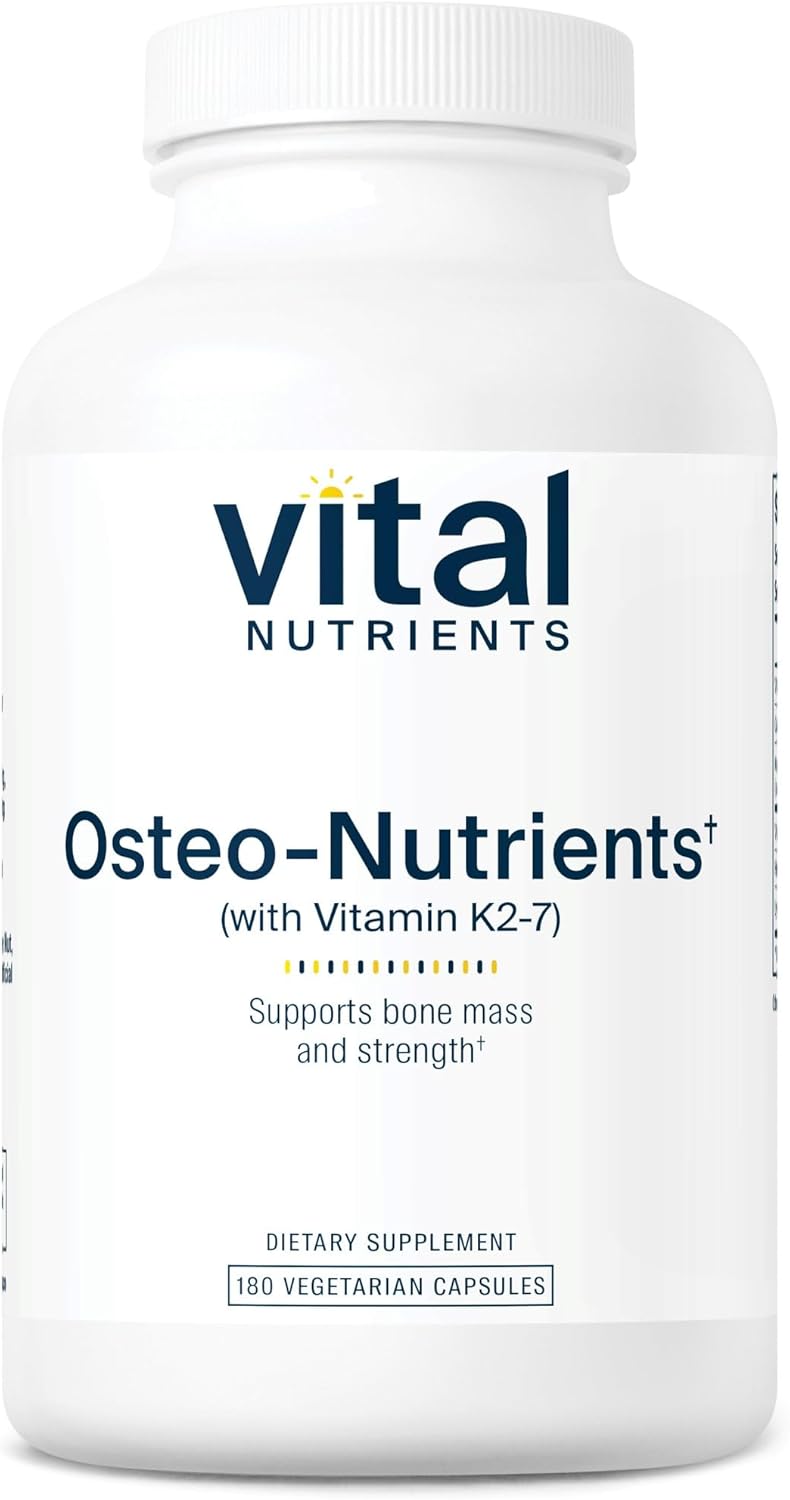 Vegetarian Osteo-Nutrients Supplement with Vitamin K2, D3, Calcium, and Magnesium | Bone & Heart Support | 180 Capsules | Gluten, Dairy, Soy Free