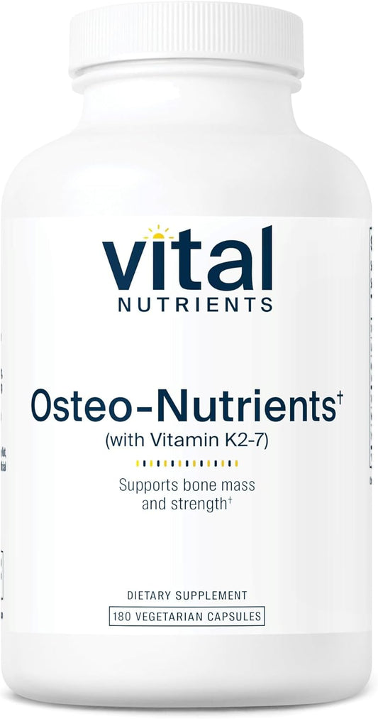 Vegetarian Osteo-Nutrients Supplement with Vitamin K2, D3, Calcium, and Magnesium | Bone & Heart Support | 180 Capsules | Gluten, Dairy, Soy Free