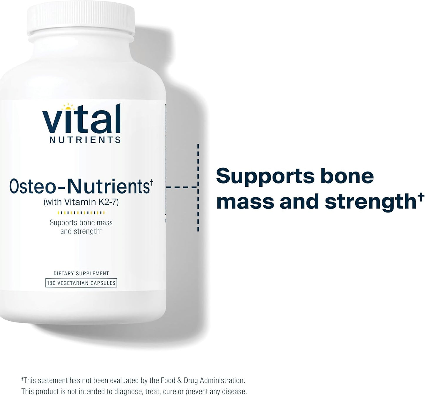 Vegetarian Osteo-Nutrients Supplement with Vitamin K2, D3, Calcium, and Magnesium | Bone & Heart Support | 180 Capsules | Gluten, Dairy, Soy Free
