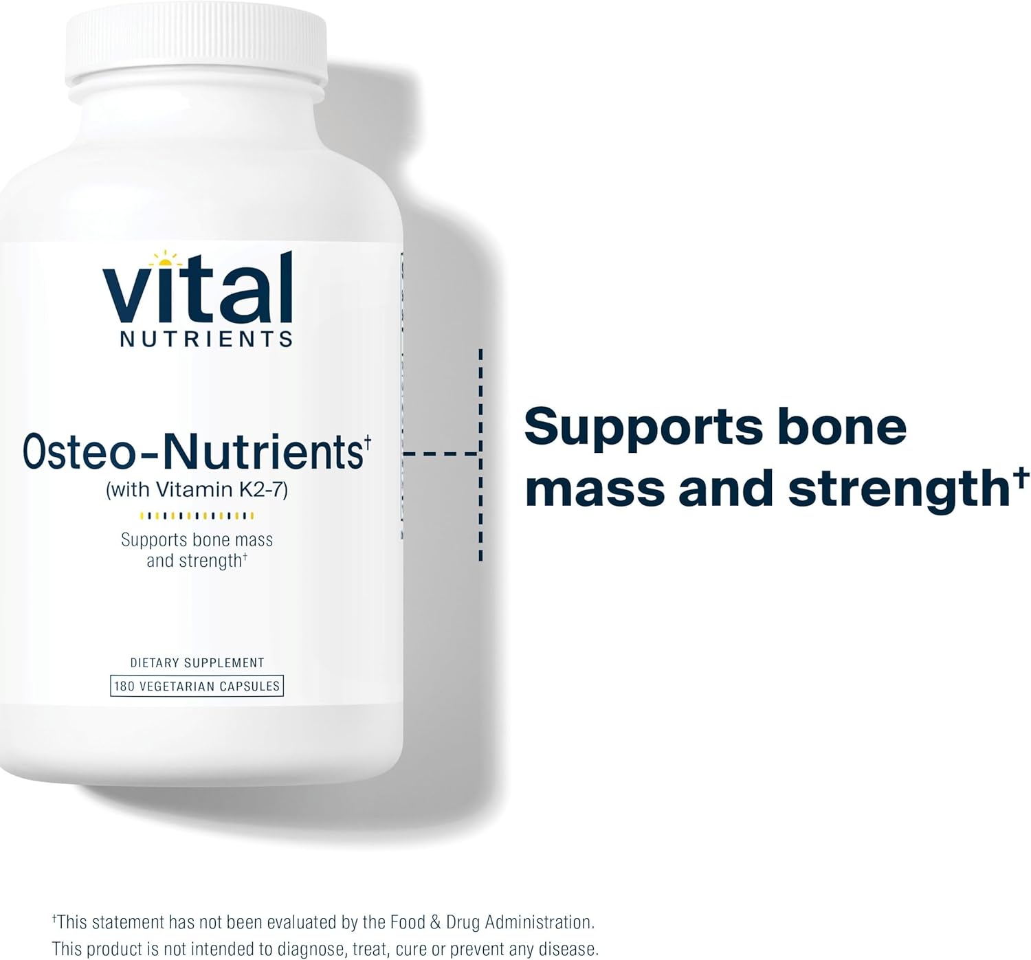 Vegetarian Osteo-Nutrients Supplement with Vitamin K2, D3, Calcium, and Magnesium | Bone & Heart Support | 180 Capsules | Gluten, Dairy, Soy Free