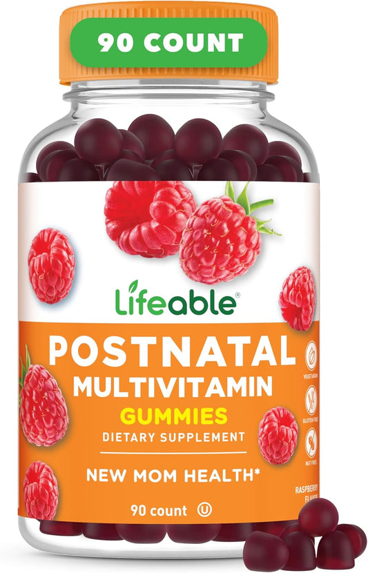 Vegetarian Postnatal Multivitamin Gummies with Iron, Choline, Iodine | Tasty Lactation Supplement for Breastfeeding Women | Non-GMO | 90 Count