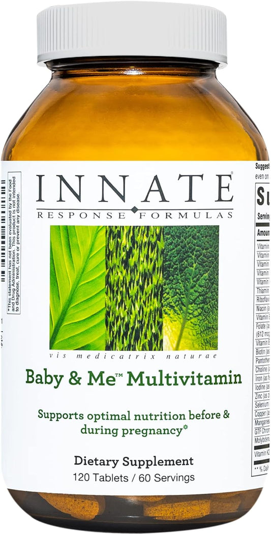 Vegetarian Prenatal & Postnatal Multivitamin with Folate, Choline, B12, D3 - Non-GMO & Gluten-Free - 60 Tablets