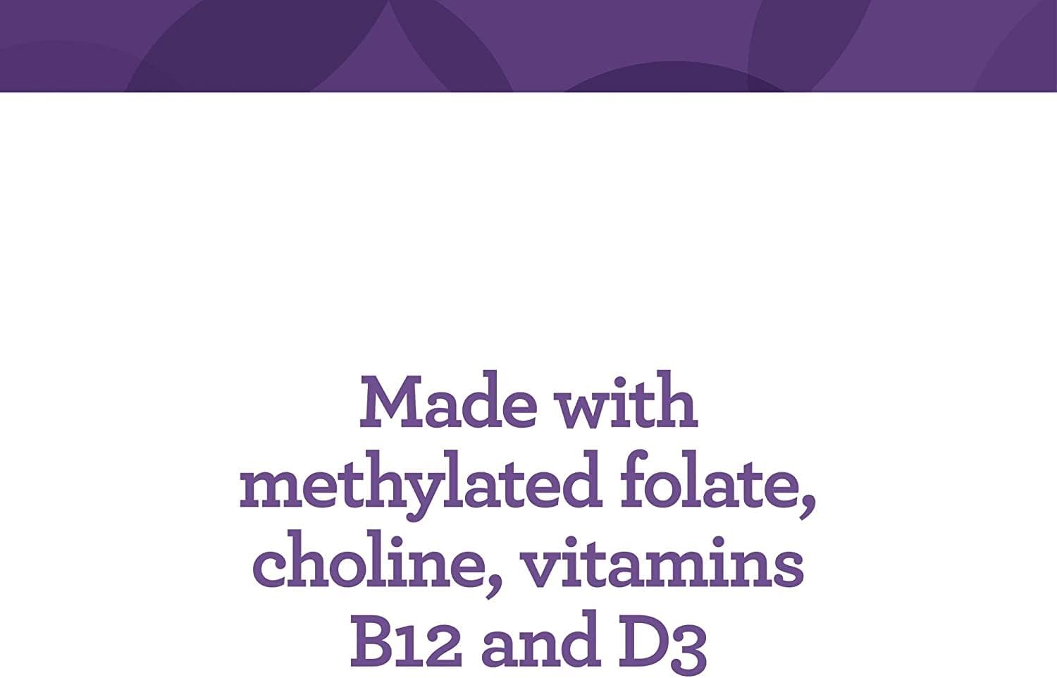 Vegetarian Prenatal & Postnatal Multivitamin with Folate, Choline, B12, D3 - Non-GMO & Gluten-Free - 60 Tablets