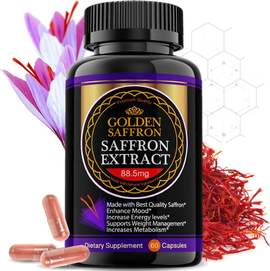 Vegetarian Saffron Extract Capsules - Natural Appetite Suppressant - 88.5 mg per Capsule - Non-GMO - 30 Day Supply