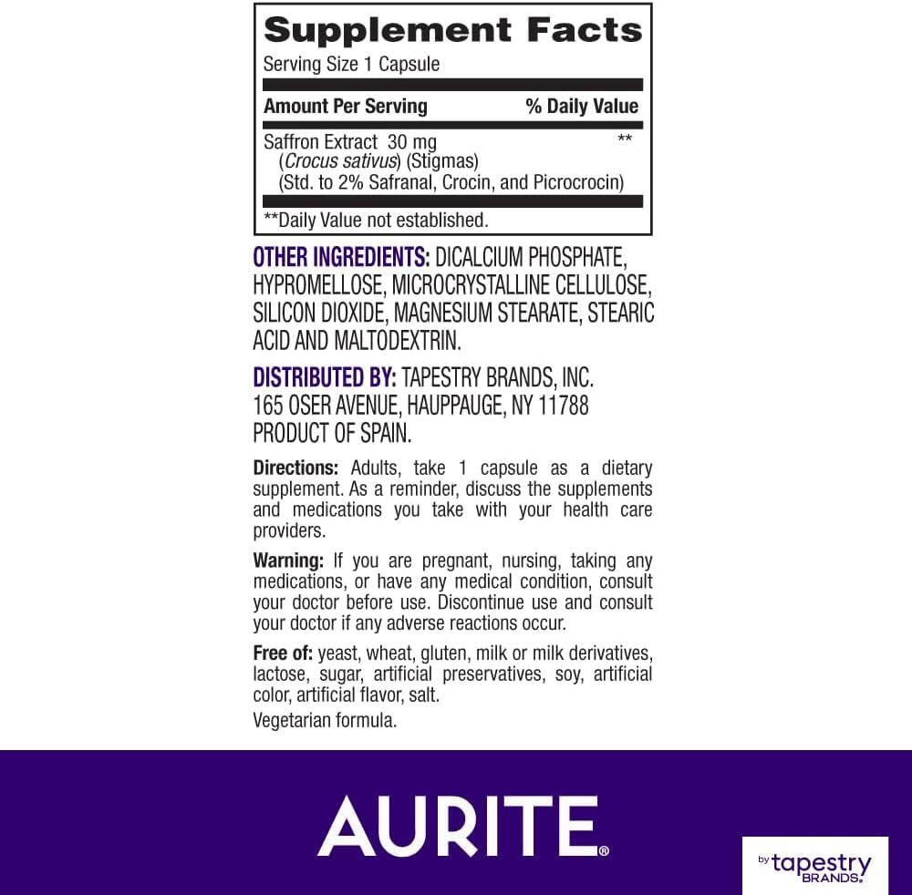 Vegetarian Stress Management Bundle with Aurite Ashwagandha & Saffron Supplements for Mood Support & Memory