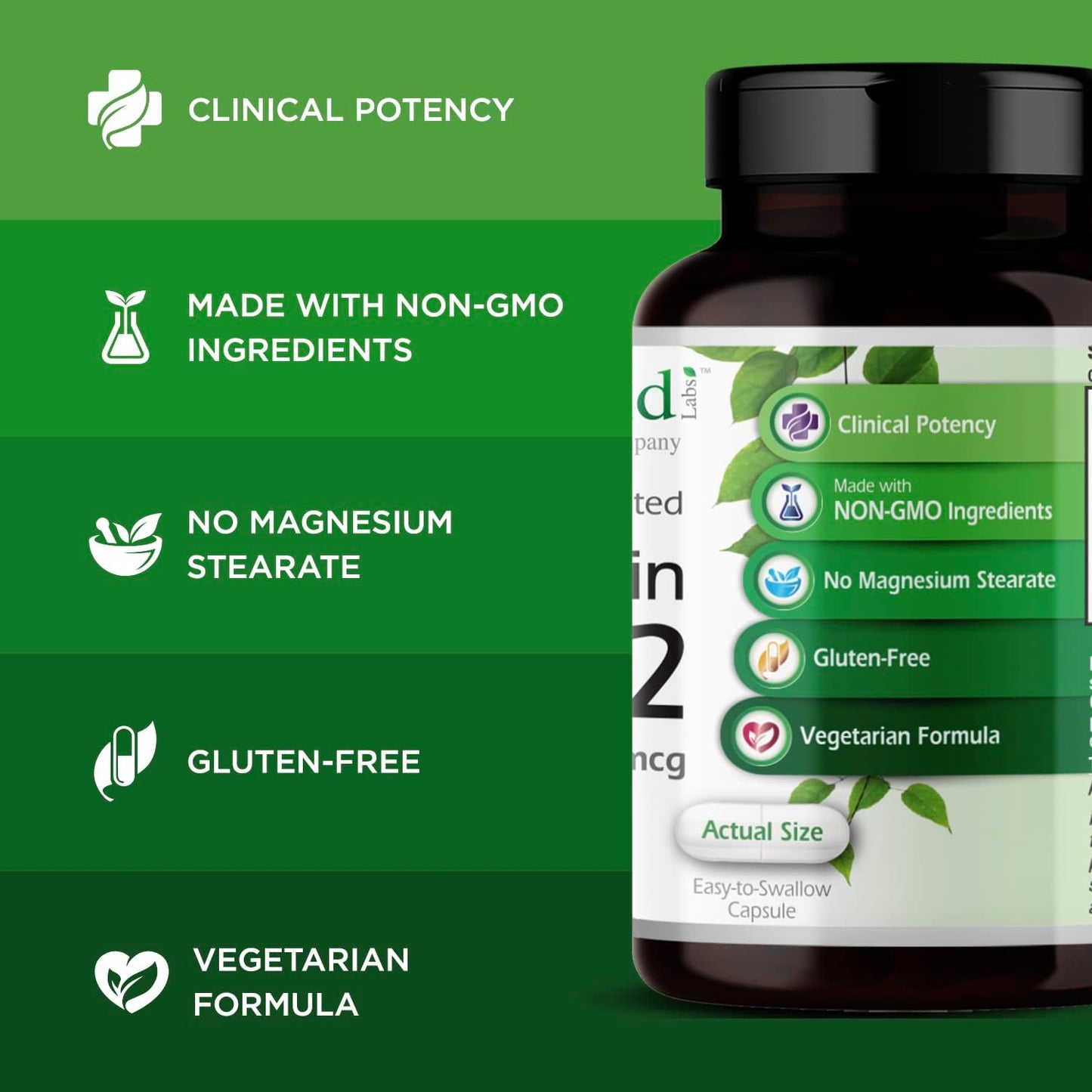 Vegetarian Vitamin D3 & K2 with VitalDelta MK-7 for Bone & Heart Health - Clinical Potency - 60 Capsules
