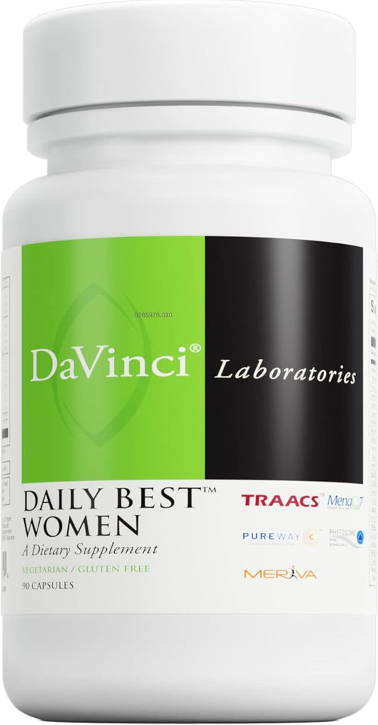 Vegetarian Women's Daily Multivitamin with Vitamin B6, B12, C, K2 - Gluten-Free Supplement - 90 Capsules by DAVINCI Labs