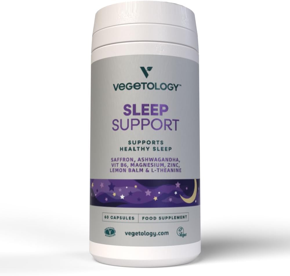 VEGETOLOGY Sleep Support Vegan Supplements (60 Capsules) for Deep, Calm, Healthy Sleep in Adults & Children