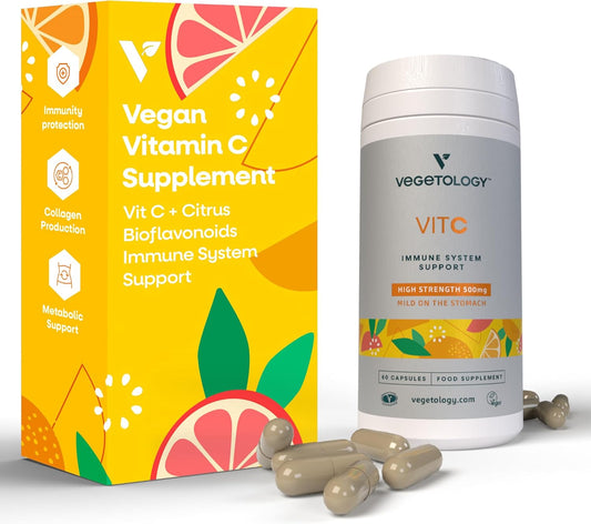 VEGETOLOGY Vegan Vitamin C + Citrus Bioflavonoids Capsules for Daily Antioxidant Support (60ct)