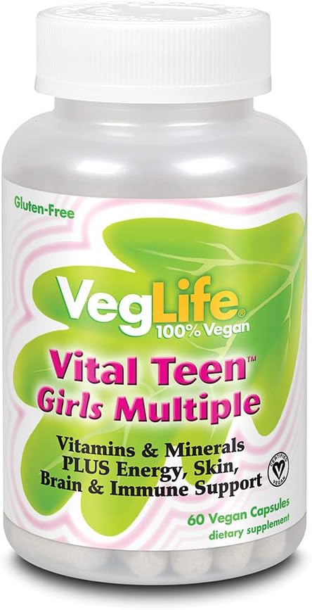 Veglife Vital Teen Girls Multiple Vitamin Capsules, 60 Count - Essential Nutrients for Teenage Girls