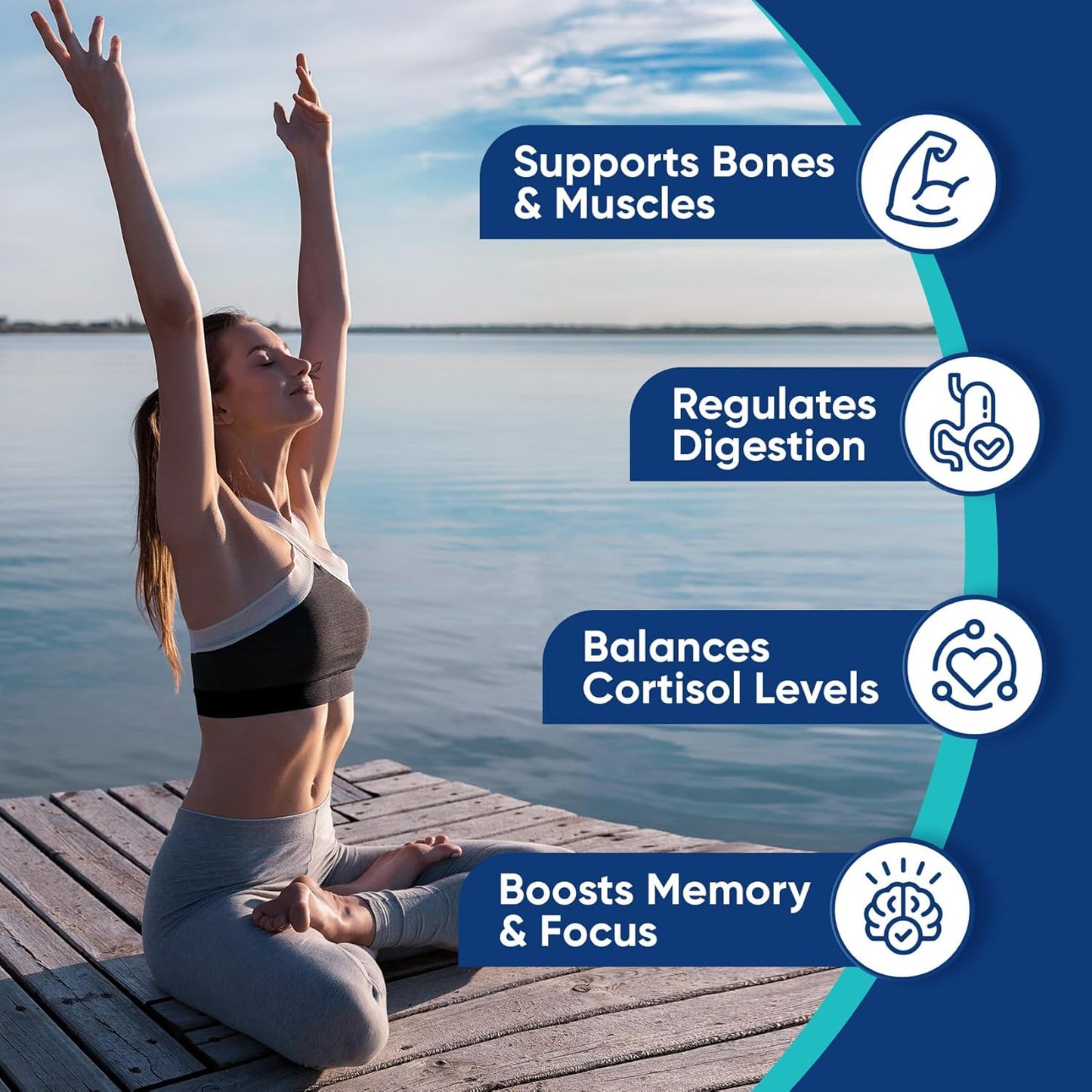 Venture Pal Magnesium Glycinate Powdered Drink Mix with Ashwagandha for Calm, Relaxation, and Focus - Vegan, Non-GMO, Sugar-Free Supplement Blend (16 Sticks)