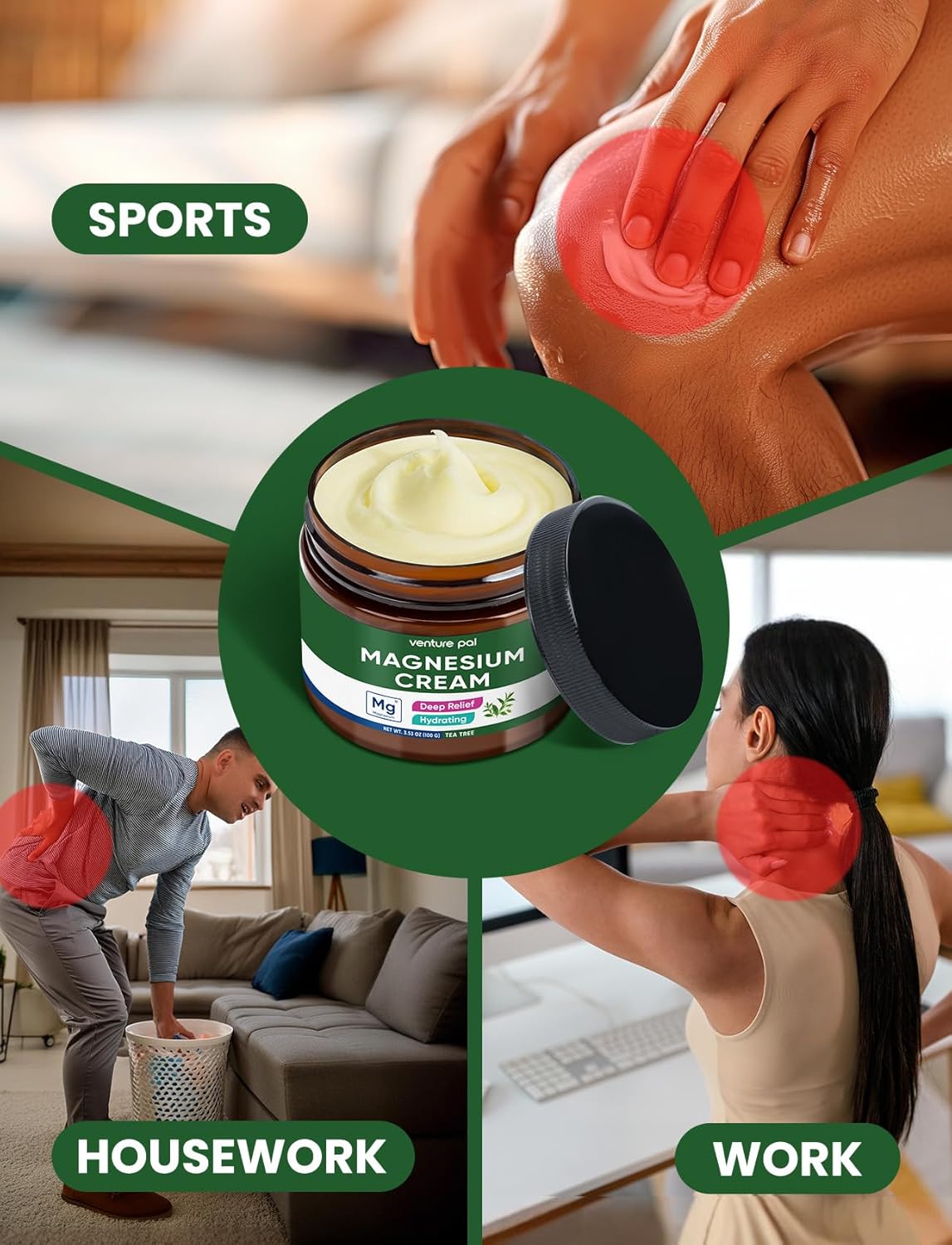 Venture Pal Magnesium Lotion: Topical Cream with Coconut Oil & Shea Butter, Safe for Kids