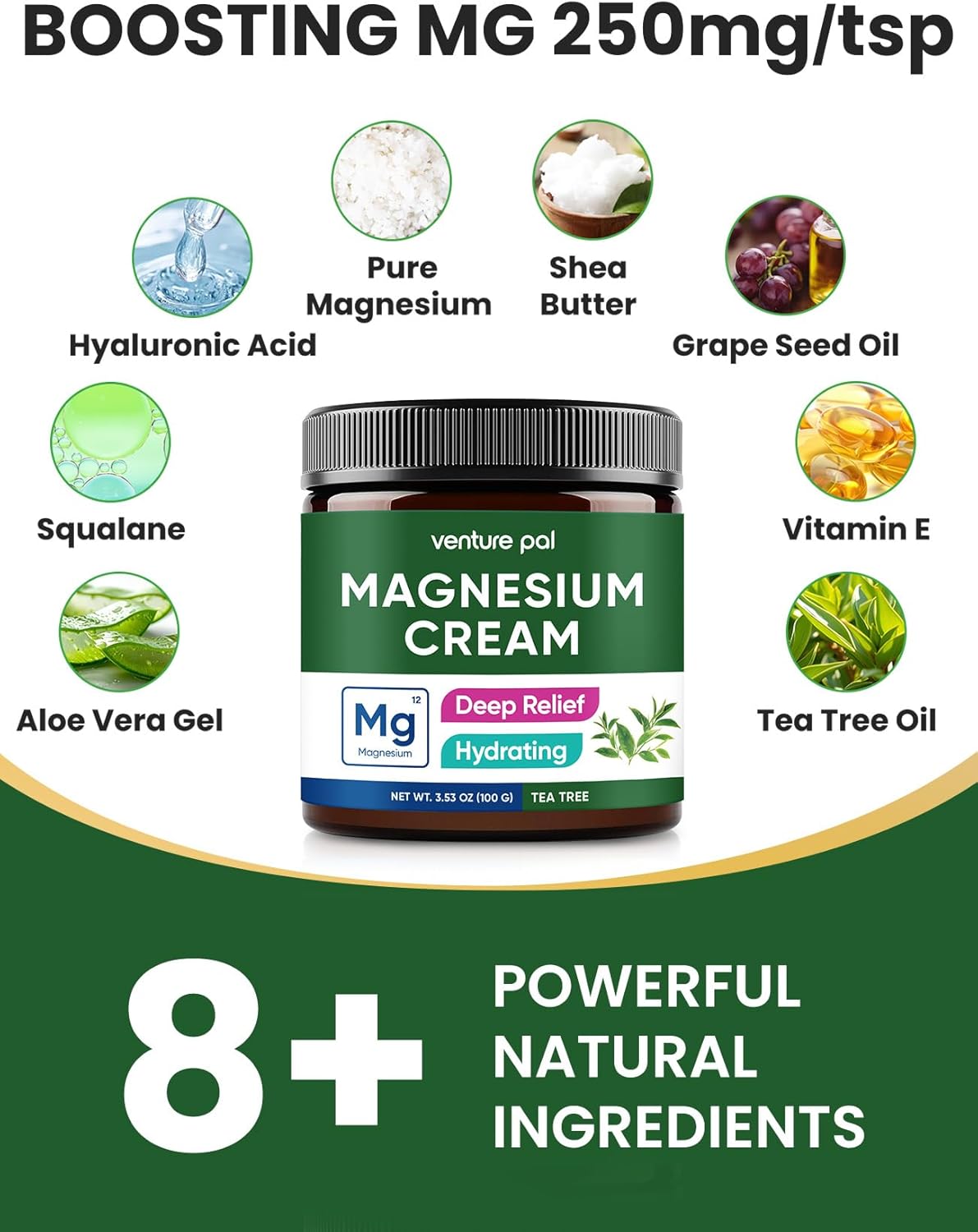 Venture Pal Magnesium Lotion: Topical Cream with Coconut Oil & Shea Butter, Safe for Kids