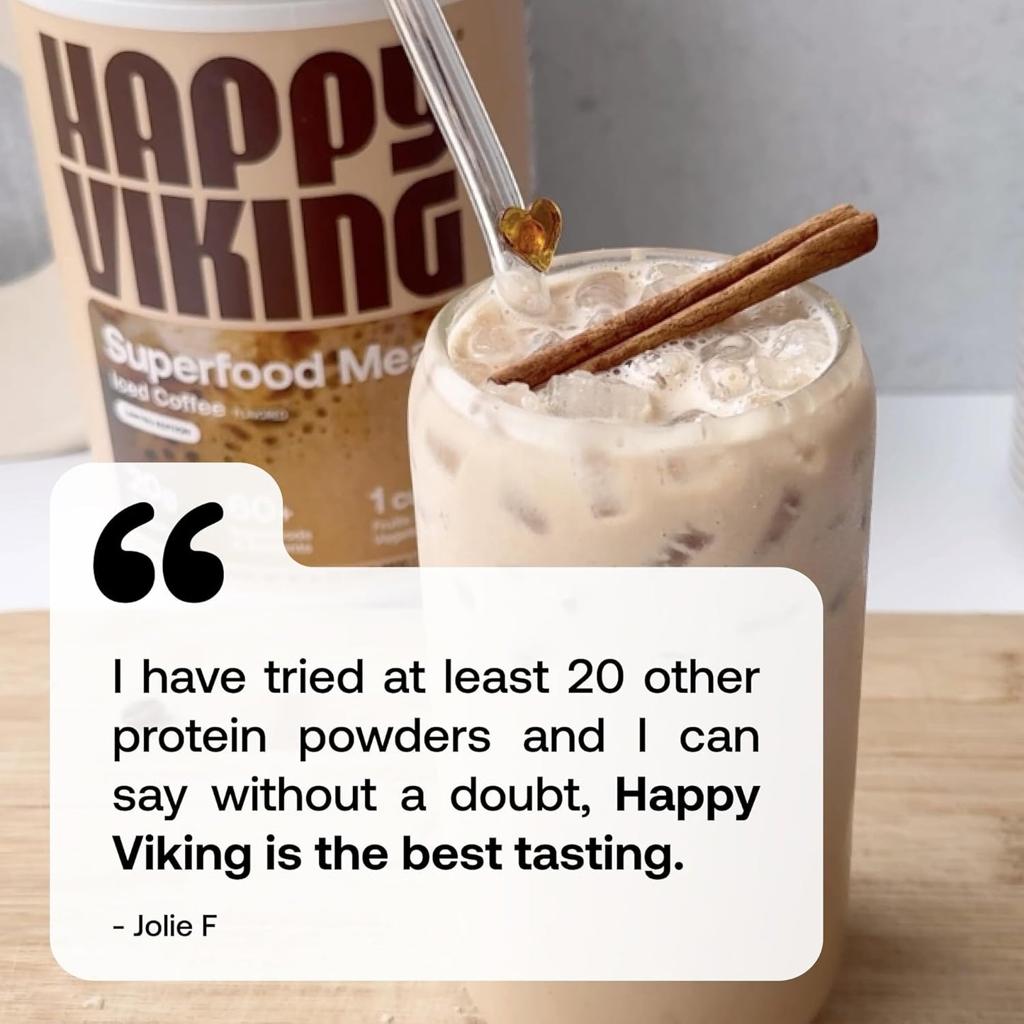 Venus Williams' Happy Viking Iced Coffee Protein Powder: 20G Protein, Low Carb, Keto, Vegan, Gluten-Free, Non-GMO, Superfoods - Complete Meal Replacement - 1 Canister (24 oz.)